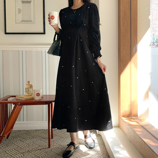 Maternity*Flower Golden Pleated Maternity Dress