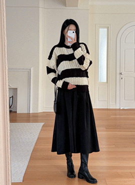 Maternity*Daily Cotton Smoke Banding Maternity Skirt