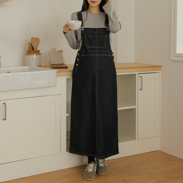 Maternity*Non-fade denim overalls maternity dress