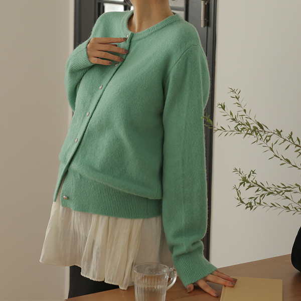Maternity*Pastel Silver Button Knit Cardigan