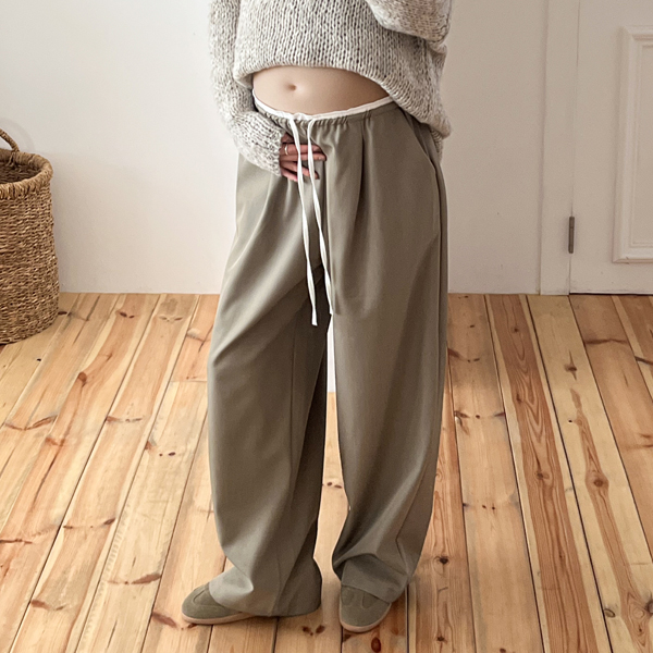 Maternity*Obi Color Block Wide Maternity Pants (for postpartum use)