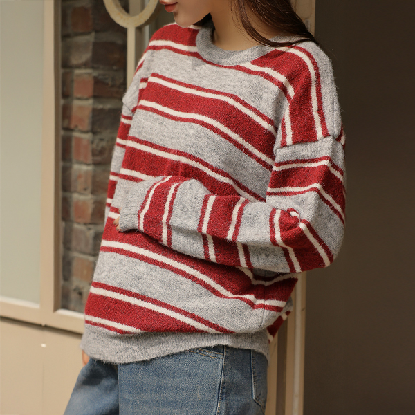 Maternity*Kind color stripe loose knit