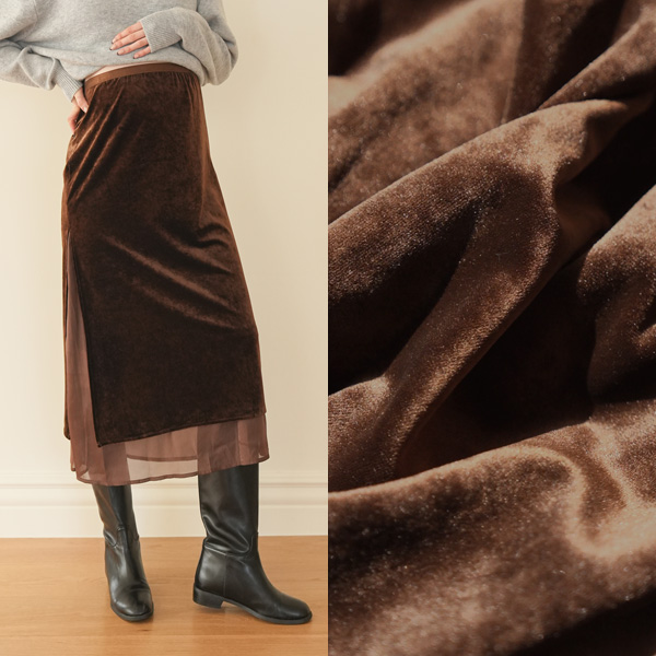 Maternity*Velour chiffon two-tone maternity skirt