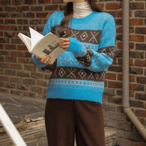 Maternity*Como Semi-Crop Ethnic Knit