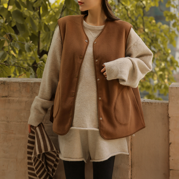 <b>[Opening Special]</b> <b>[Winter Essential/Loose Fit/Fleece]</b> [S-made] Maternity*Snow Pocket Loose Fit Fleece Maternity Vest