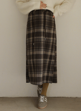 Maternity*Peach Check Stopper Maternity Skirt