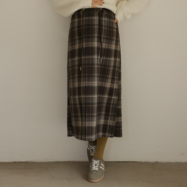 Maternity*Peach Check Stopper Maternity Skirt