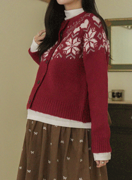 Maternity*Snowflake Ethnic Knit Cardigan