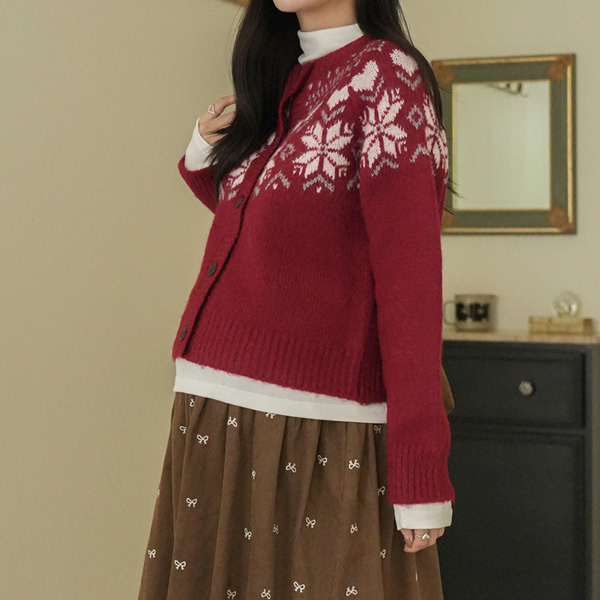Maternity*Snowflake Ethnic Knit Cardigan