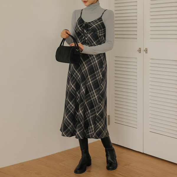 Maternity*Checked Smoke Bustier Maternity Dress