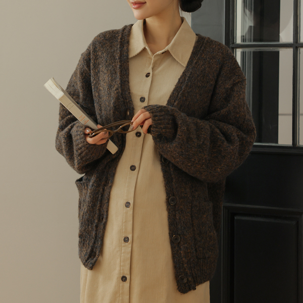 Maternity*Bocashi Loose V Half Cardigan