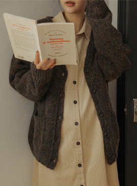 Maternity*Bocashi Loose V Half Cardigan