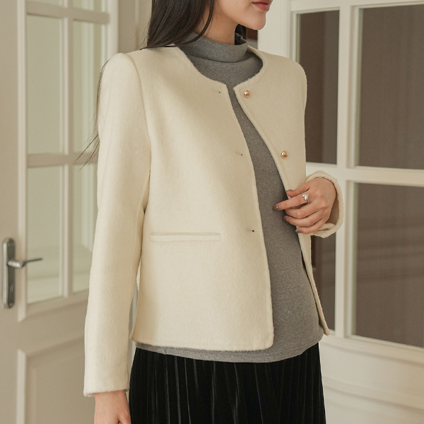 Maternity*No-collar standard wool jacket