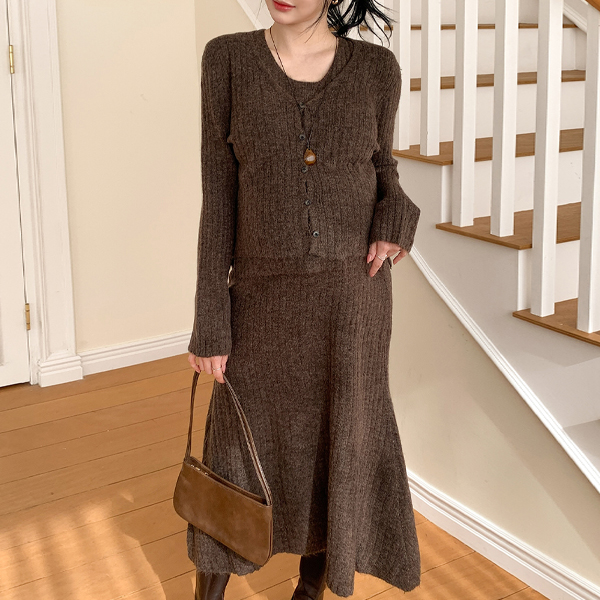 Maternity*Soft Golji Knit Three-Piece Set