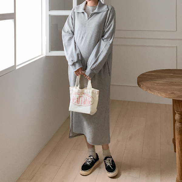 Maternity*Coordination end zip-up maternity dress (breastfeeding possible)