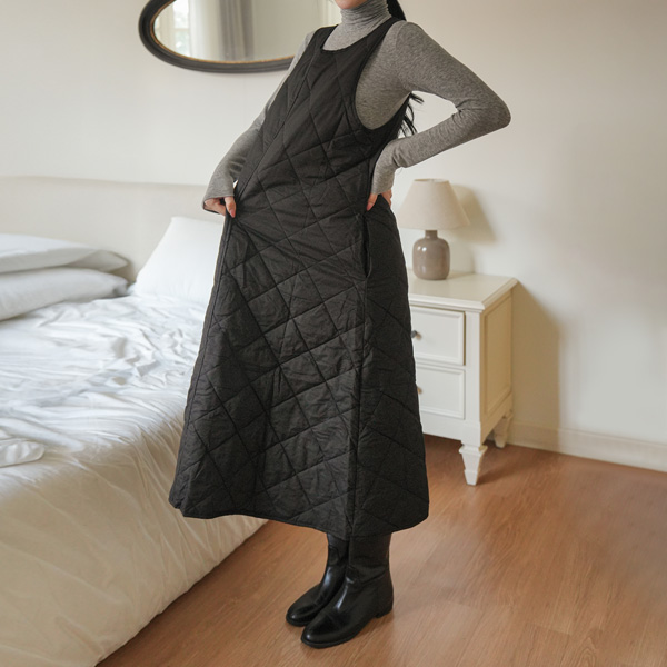 Maternity*Quilted bonded vest maternity dress