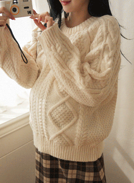 Maternity*Cozy Overfit Twisted Knit