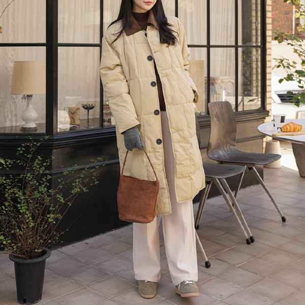 Maternity*Golden Collar Quilted Long Padding