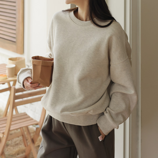 Maternity*Thick Basic Fleece Man-to-Man