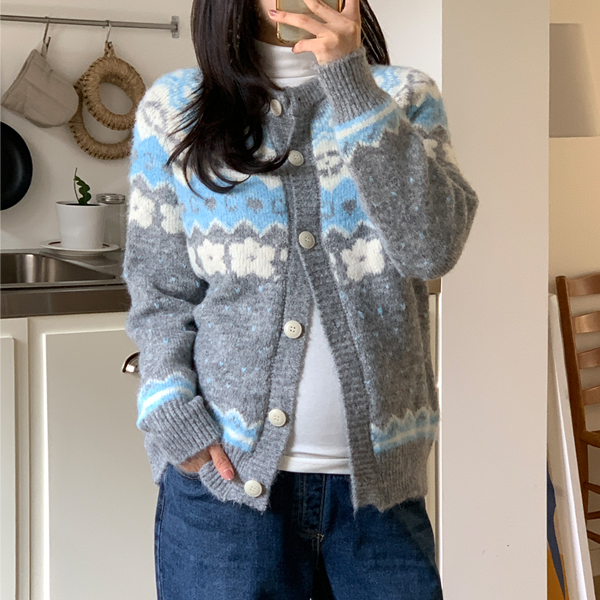 Maternity*Winter Flower Nordic Cardigan