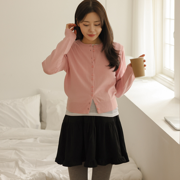 Maternity*Basic Round Button Cardigan