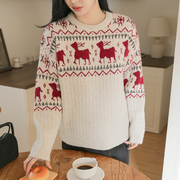 Maternity*Wool Deer Nordic Round Knit (30% Wool)