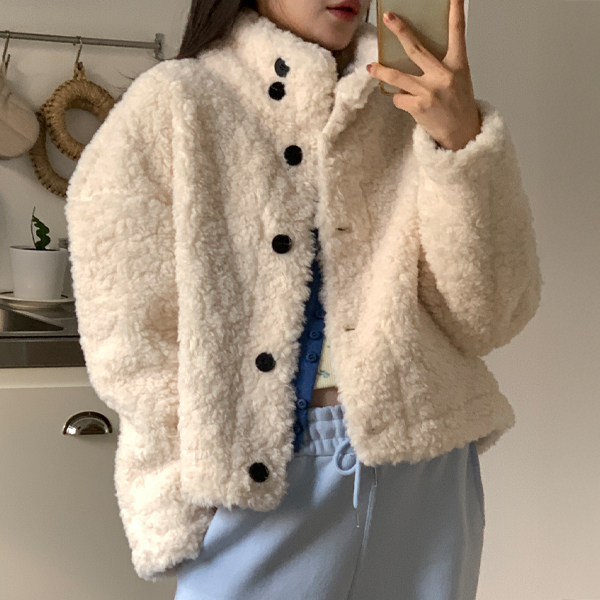 Maternity*High-neck button-down poggle jacket