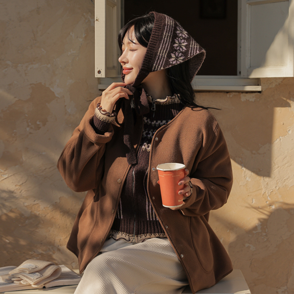 Maternity*Rolling Choco Crop Cardigan (Babushka SET)