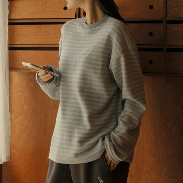 Maternity*Hair brushed single-breasted T-shirt