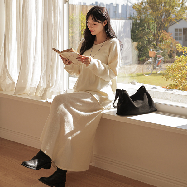 Maternity*Yuri Loose Knit Top and Bottom Set (Early to Middle Childhood/Newborn Mom)