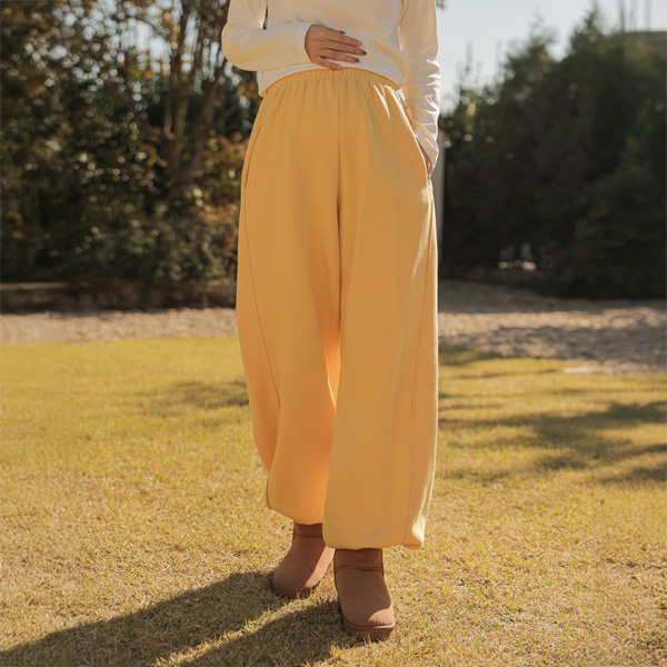 Maternity*Bongbong Fleece Wide Jogger Banding Pants (Early to Middle School/Newborn Mom)