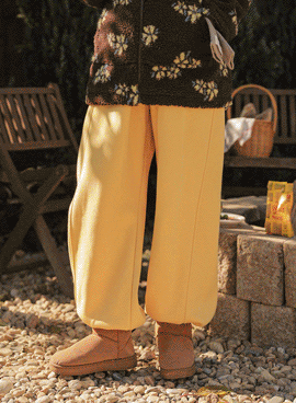 Maternity*Bongbong Fleece Wide Jogger Banding Pants (Early to Middle School/Newborn Mom)