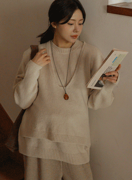 Maternity*Cozy Two-Way Knit Layered Set