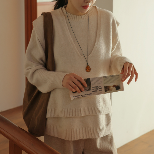 Maternity*Cozy Two-Way Knit Layered Set