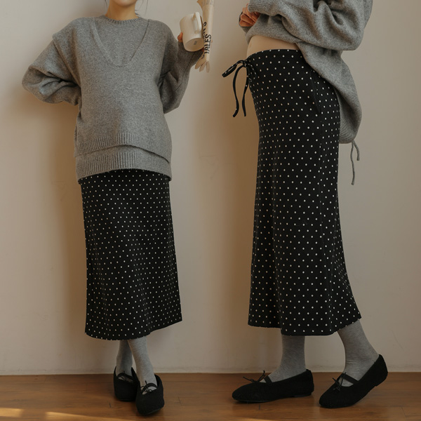 Maternity*Outer fleece dot banding skirt (early and middle school/new mothers)