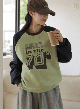 Maternity*Rib-block raglan man-to-man