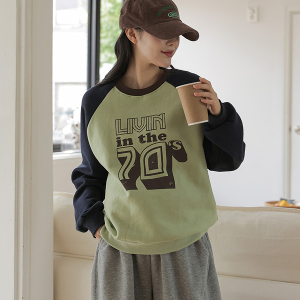 Maternity*Rib-block raglan man-to-man