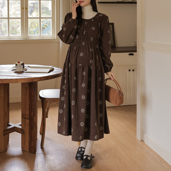 <b>[Opening Special]</b> Maternity*Soft Golden Flower Maternity Dress