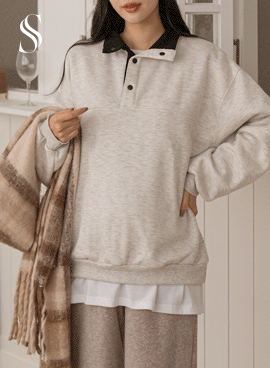 [S-made] Maternity*Color Block Caravan Open High Neck Maternity Man-to-Man