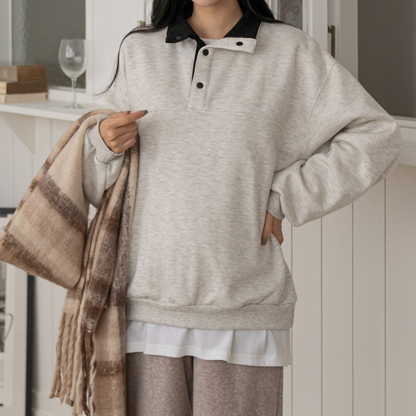 [S-made] Maternity*Color Block Caravan Open High Neck Maternity Man-to-Man