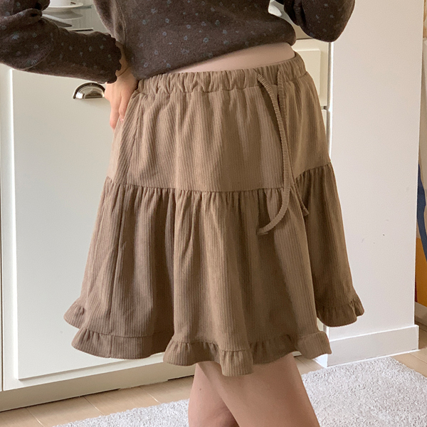 Maternity*Golden Frill Banding Maternity Skirt Pants