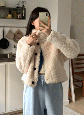 Maternity*High-neck button-down poggle jacket