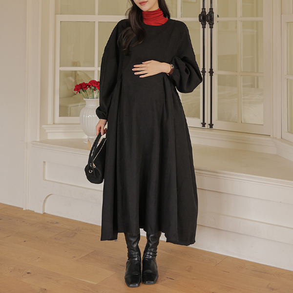 Maternity*Big Pocket Banding Maternity Dress