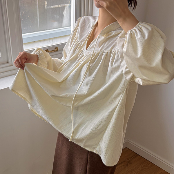 Maternity*Velvet Shirring Flare Blouse