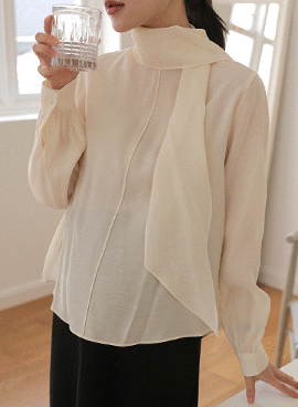Maternity*Sheer Tie Blouse