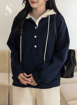 Maternity*Kuanku color block point hooded fleece maternity t-shirt (breastfeeding friendly)