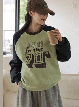 Maternity*Rib-block raglan man-to-man