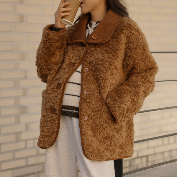 Maternity*Poodle Reversible High Neck Mustang Jacket