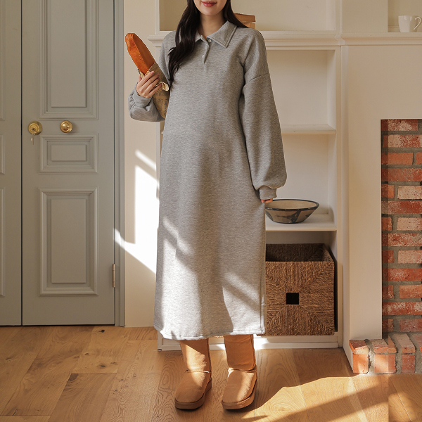 Maternity*Cara Button Fleece Maternity Dress