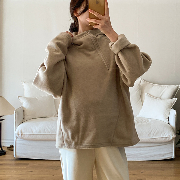 Maternity*Diagonal Anorak Hooded Fleece